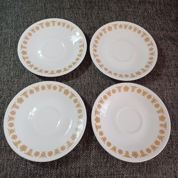 Vintage Corelle Butterfly Gold 6.5" Bread Dessert Plates Retro Flower Set Of 4 - Picture 1 of 7